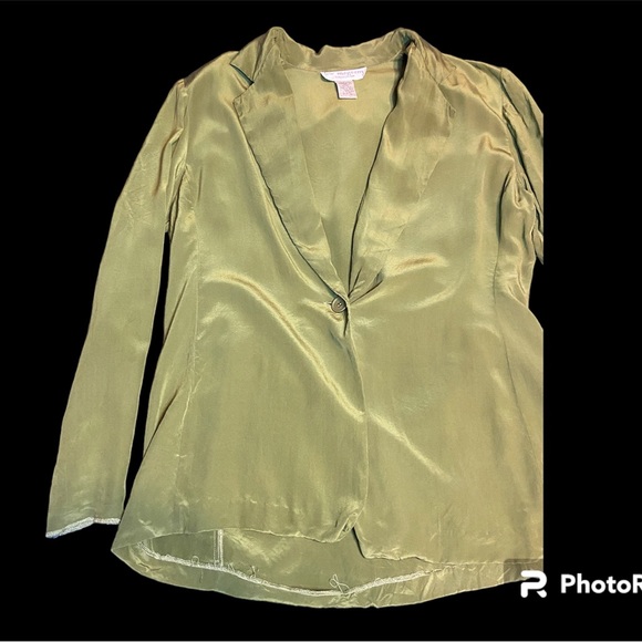 Vintage Lew Magram Green Silk Blazer Size 12 - Picture 3 of 7